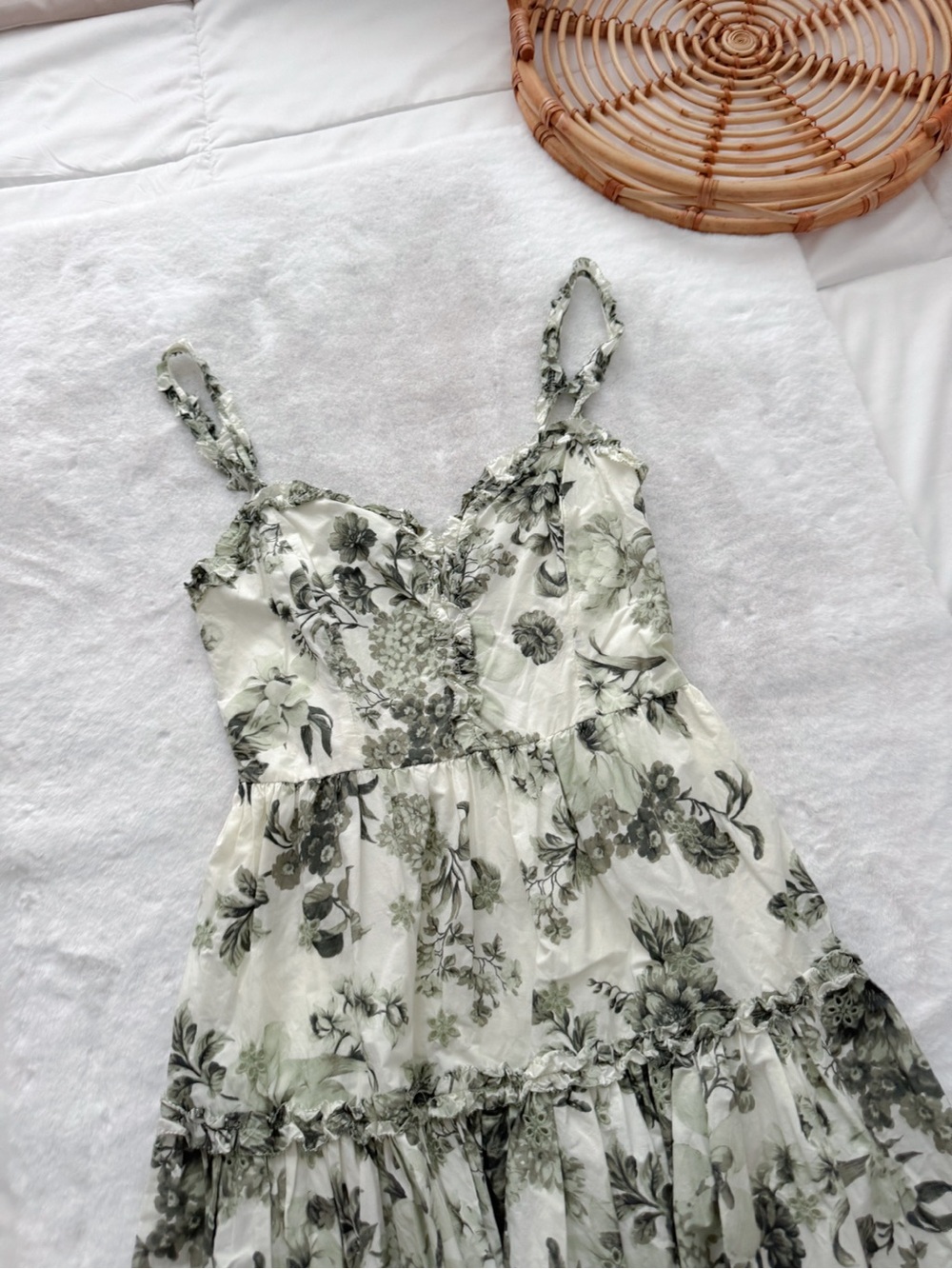 Anthropologie Sleeveless Sweetheart A-Line Midi Dress Eyelet Green - Picture 8 of 15